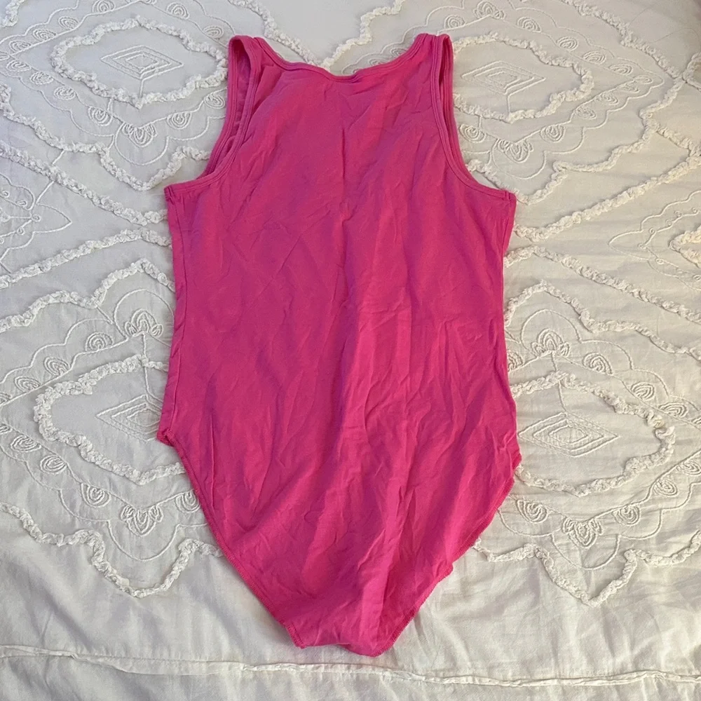 PINK Victoria's Secret Hot Pink Sleeveless V-Neck Bodysuit - Picture 5 of 5
